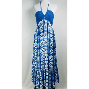 NWOT AQUA Blue Crochet Top Tie-Dye Midi Dress Size M​